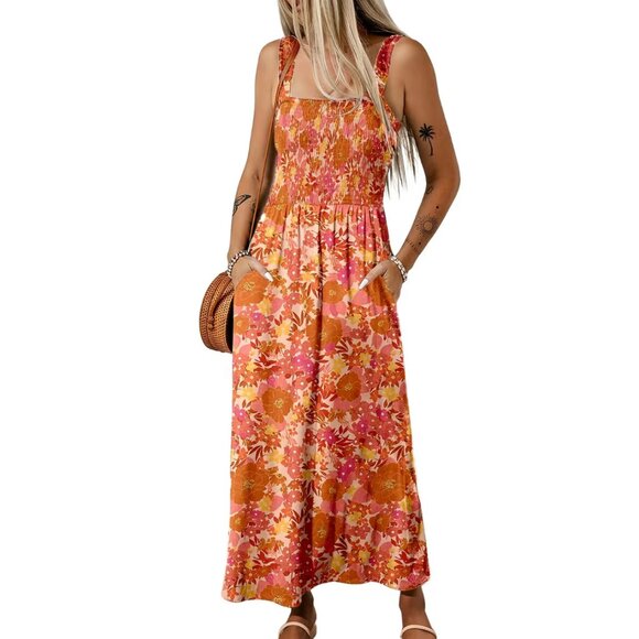 Dresses & Skirts - Orange and Pink Floral Dress - NWT